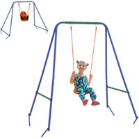 Altalena da Giardino 2 in 1 per Neonati e Bambini da 6 Mesi a 8 Anni, Arancione e Blu