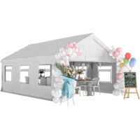 Pergola de Jardin 4x6 m avec Panneaux Latéraux, 6 Fenêtres et Double Entrée, en Acier Galvanisé, Blanc