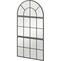 Specchio da Parete ad Arco Stile Finestra per Camera da Letto e Ingresso, 76x43 cm, Nero