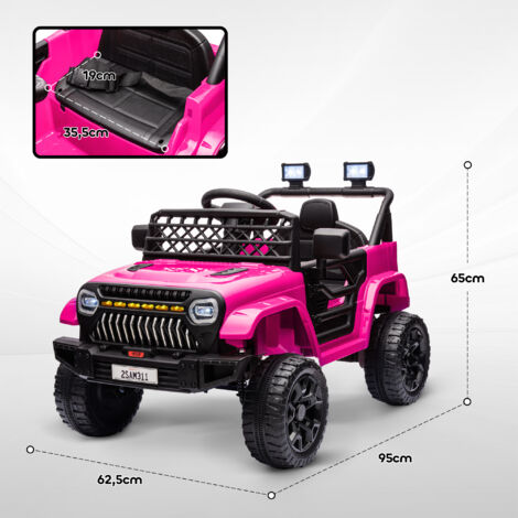 Voiture télécommandée tout-terrain pour enfants, 2 moteurs 12V, avec klaxon, phares LED et musique, couleur noire. (1/5)