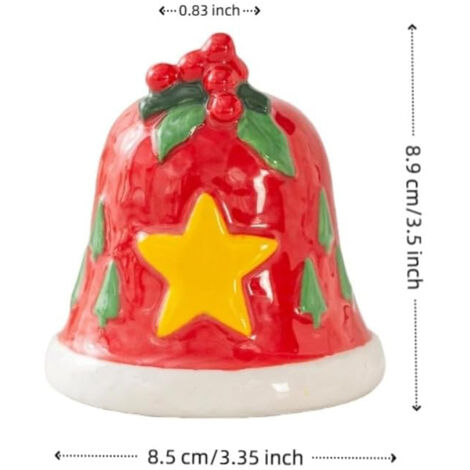 Porte-bougies de Noël en Céramique 3,5 Pouces, Forme Cloche Créative pour Décoration de Table Foyer Mariage Fêtes (Étoile Jaune) (1/5)