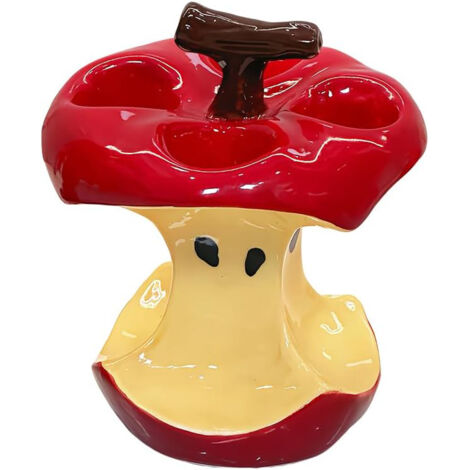 Porte-brosse à dents en céramique design noyau de fruit - Organisateur de salle de bain avec 4 compartiments - Accessoire hygiénique pour comptoir (1/5)