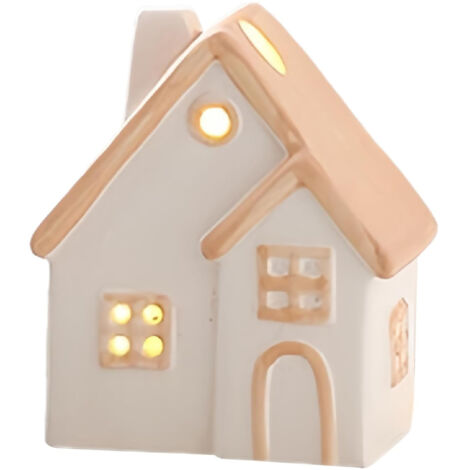 Porte-bougies Tealight - Maison de Campagne Évidée en Céramique, Décoration Romantique pour Salle de Bain, Chambre à Coucher ou Méditation (1/5)