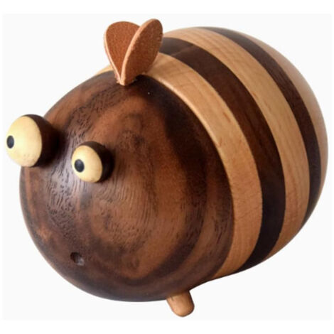 Boîte à cure-dents en noyer massif, créative et mignonne en forme d'abeille, faite main, décoration de bureau ou d'intérieur, étui à cure-dents. (1/5)