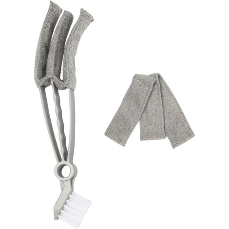 Nettoyant pour bouches d'aération auto, brosse et chiffon pour climatisation voiture, idéal clavier, SUV, berline, camionnette (Gris) (1/5)