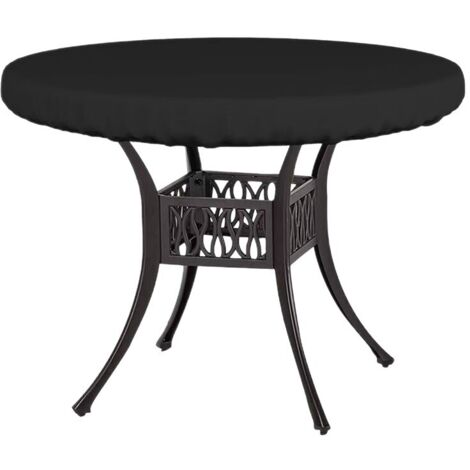 Housse de Table Ronde Extérieure Imperméable et Anti-UV pour Tables de Jardin de 137 cm de Diamètre - Protection Résistante aux Intempéries avec Ourlet Élastique (Noir)