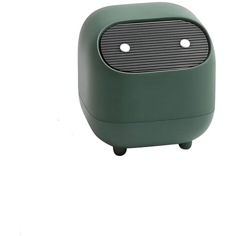 Poubelle de bureau compacte avec couvercle vert, mini corbeille à déchets pour comptoir de cuisine, bureau ou table basse. (1/5)