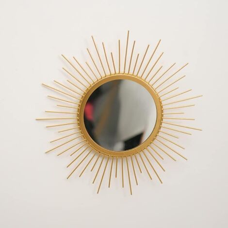 Miroir Soleil en Métal Doré - Décoration Murale Boho et Cadeau pour la Maison (Petit, Design Étoilé)