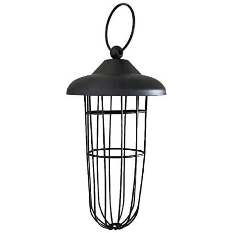 Distributeur de Boules de Graisse pour Oiseaux Sauvages, Support Métallique Noir à Suspendre en Extérieur (1 Pièce) (1/4)