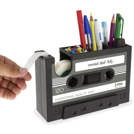 Distributeur de cassettes Pot à crayons Décor de bureau Rangement stylos Fournitures de bureau Cadeau original (1/5)