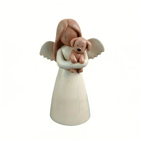 Statuette Ange en Résine Blanche, Cadeau Hommage pour Chien Disparu, Sculpture Commémorative pour Animal de Compagnie (1/5)