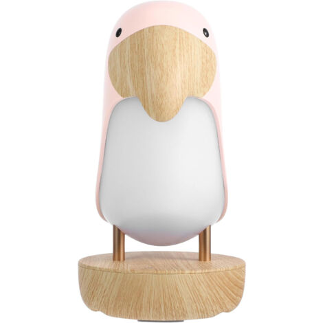 Lampe de chevet LED en bois pour oiseaux, réglable USB, pour chambre d'étudiant, salon, dortoir, rose - Idéale pour lecture et fêtes (1/5)