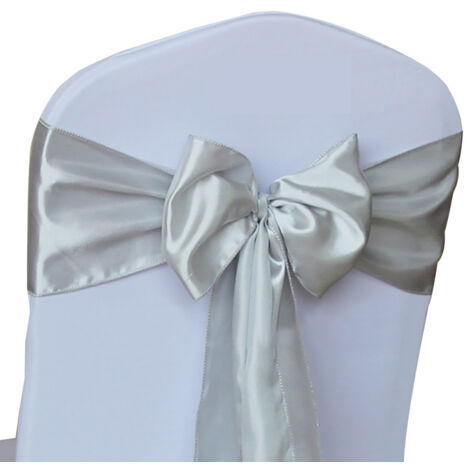 Nœud de chaise en satin pour mariage - Ruban de décoration argenté pour événements et banquets