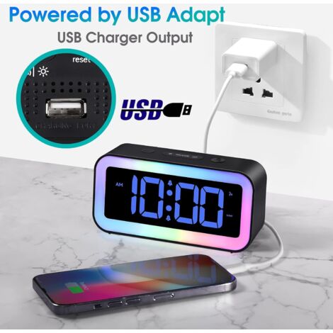 Réveil puissant pour chambre avec éclairage nocturne RGB dynamique ...