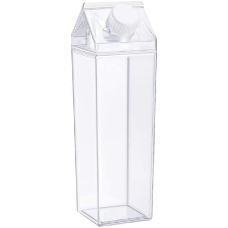 Bouteille d'eau en forme de brique de lait 1L sans BPA, étanche et réutilisable - Idéale pour le sport, la salle de gym, le camping et les activités en plein air. (1/5)