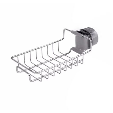 Porte-éponge amovible pour robinet de cuisine, support de drainage en acier inoxydrable pour évier, organisateur pour éponges de cuisine et salle de bain (1/5)