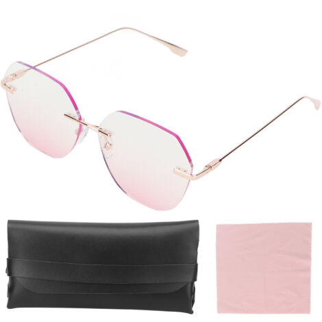 Lunettes de travail anti-lumière bleue élégantes pour femmes, monture dorée sans contour, idéales pour le bureau et les rendez-vous. (1/5)