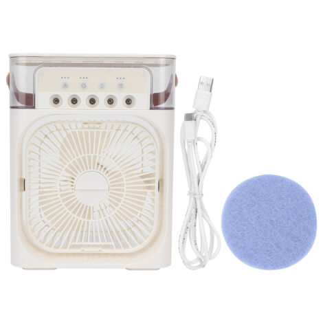Ventilateur de bureau rechargeable avec brumisateur - Rafraîchisseur d'air portable blanc (1/5)