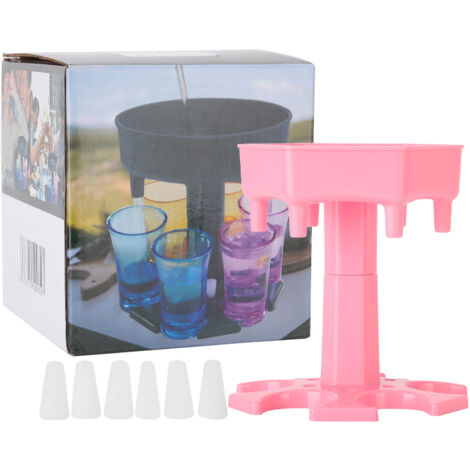 Porte-verres à shot distributeur 6 places - Accessoire bar pour whisky, bière et vin - Idée jeu de fête et outil de dégustation - Rose (1/5)