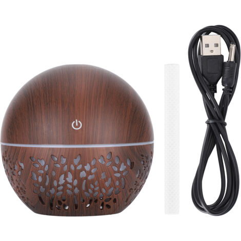 Diffuseur d'Air USB 130ml avec 7 Lumières Colorées - Humidificateur Aromathérapie Silencieux à Grain Bois Foncé (1/5)