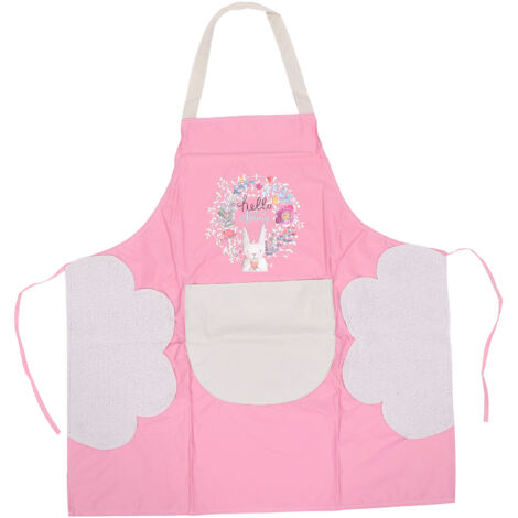 Tablier de cuisine imperméable pour art des ongles à motifs chiots, lavable en machine, rose (1/5)