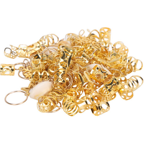 110 pièces anneaux pour tresses DIY extensions dreadlocks pendentifs clips décoratifs cheveux accessoires coiffure (1/5)