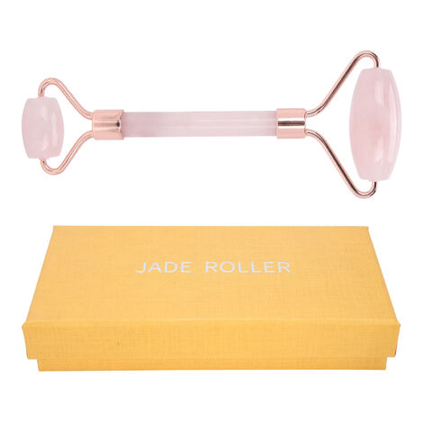 Rouleau de Jade Double pour le Visage - Outil de Massage Anti-Âge et Raffermissant (Rouge Rose) (1/5)