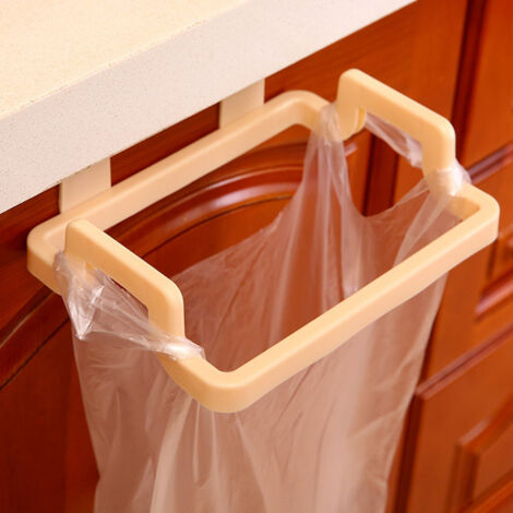 Support de Sac Poubelle Suspendu pour Cuisine - Porte-Déchets de Salle de Bain (Beige) (1/2)