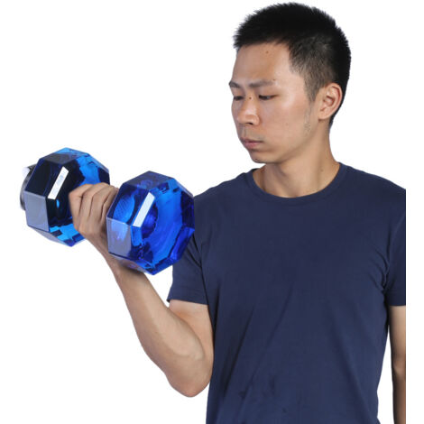 Gourde d'entraînement en forme d'haltère grande capacité pour le sport et le fitness - Bleu (1/5)