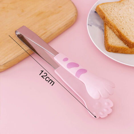 Pince de cuisine en forme de patte de chat, acier inoxydable rose pour salade et barbecue (1/5)