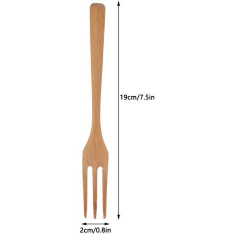 Ensemble de Cuillère et Fourchette en Bois Naturel pour Dessert - Ustensiles de Cuisine (1/5)