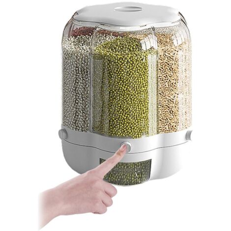 Boîte de Rangement Alimentaire 9L avec 6 Cases Tournantes - Récipient Hermétique pour Céréales, Riz et Grains - Grande Capacité pour Cuisine (1/5)