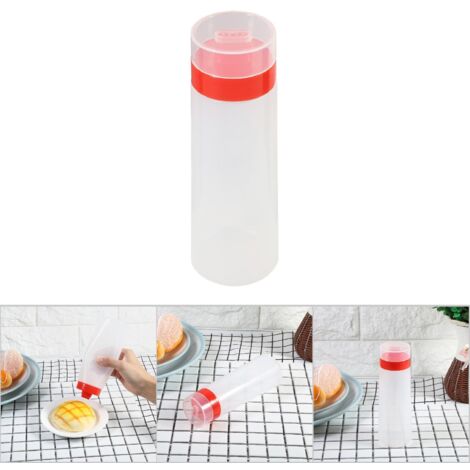 Bouteille Sauce Pressoir 4 Trous Résine Sûre pour Ketchup Confiture Mayonnaise Huile d'Olive Jaune/Rouge (1/5)