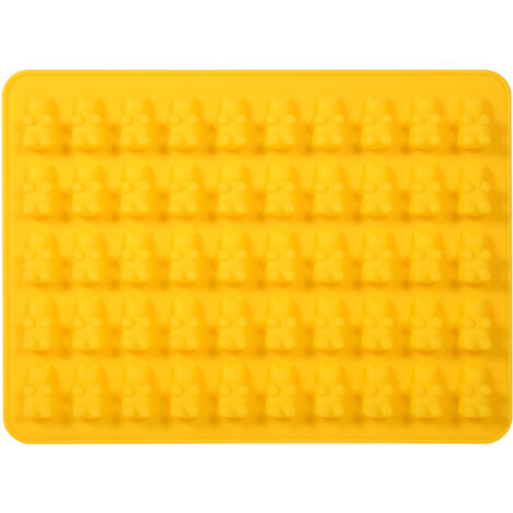 Moule à ours en silicone pour chocolats et glaçons, 50 cavités, jaune, outil DIY pour bonbons et desserts (1/3)