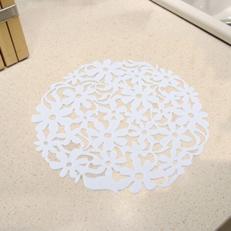 1 Pièce Dessous de Plat Rond en Feutre Isolant pour Table à Manger Blanc (1/4)