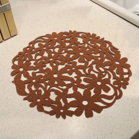 1 Pièce Sous-verre Rond en Feutre Non Tissé Marron pour Table de Salle à Manger (1/3)