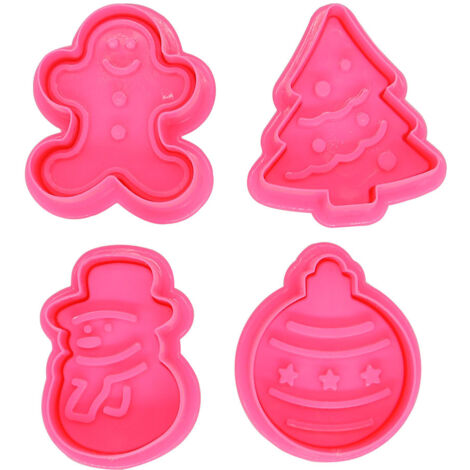 Ensemble de 4 Emporte-Pièces à Biscuits de Noël avec Poignée à Ressort - Sapin, Bonhomme de Neige, Pain d'Épice et Forme d'Œuf (1/5)