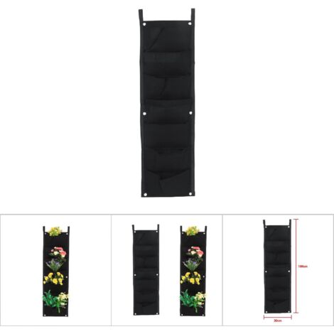 Sac de culture mural en feutre avec 7 poches verticales, 100x30 cm - Rangement pour plantes de jardin suspendu (1/5)