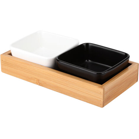 Plateau à Fruits Secs Multifonctionnel Écologique avec Grilles Séparées pour Snacks, Bonbons ou Sauces - 2 Grilles (Blanc et Noir) (1/5)