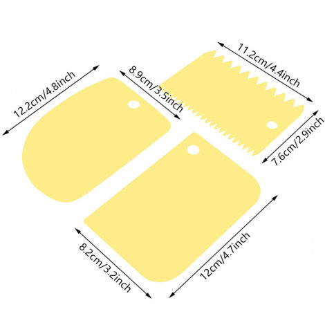 3 Pièces Spatules Souples pour Pâtisserie, Grattoirs à Gâteau, Ustensiles de Cuisine (Jaune) (1/5)