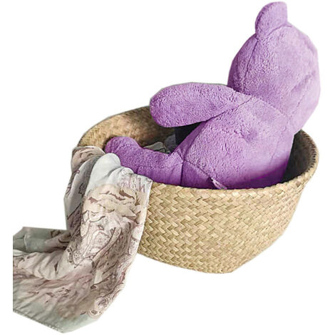 Panier de rangement en fibre naturelle pliable, corbeille à linge tissée à la main en raphia (1/5)