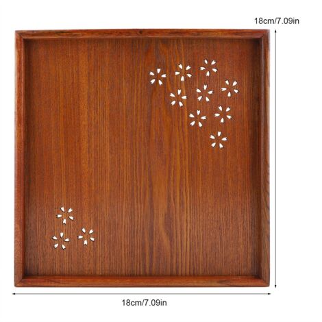 Plateau de Service en Bois pour Thé Café Fruits 18x18cm - Plateau Snack Bois Traditionnel pour Maison Restaurant (1/5)