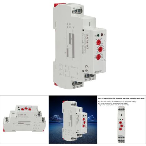 Minuteur de Démarrage Progressif Moteur GRT8-ST, Relais Delta pour Démarrage Étoile-Triangle (12-240V AC/DC) (1/5)