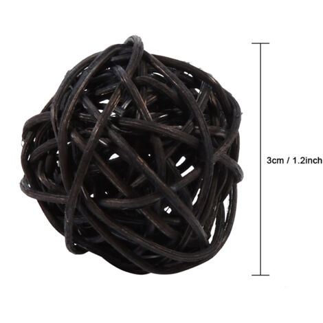 20 Boules Décoratives en Rotin pour Mariage, Noël, Anniversaire et Fêtes (Noir) (1/4)