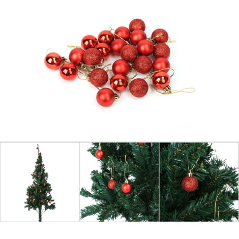 24 boules de Noël rouges à suspendre pour sapin, décoration de fête et maison (lot de 24) (1/5)