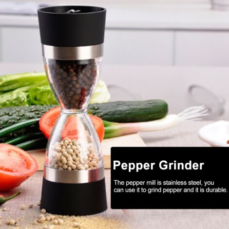 Moulin à Poivre et Sel en Acier Inoxydable avec Broyeur Double en Plastique pour Cuisine (1/5)
