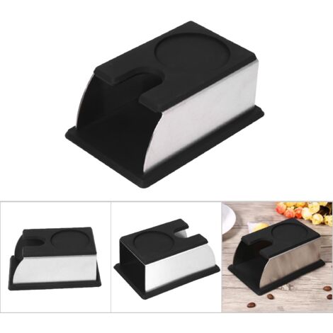 Support Tamper pour Café - Support et Rack en Acier Inoxydable avec Base Silicone Noire pour Préparation de Café (1/5)