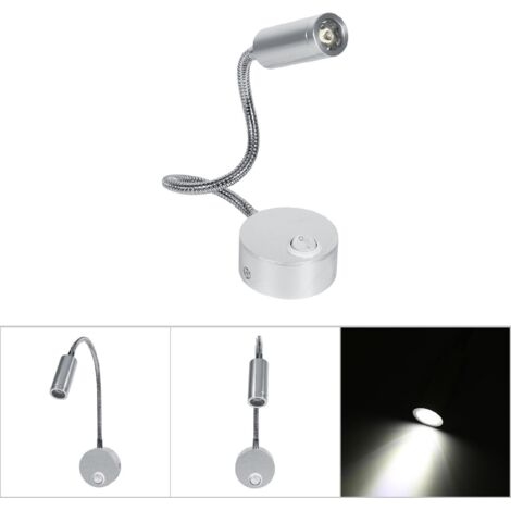 Lampe de lecture LED 1W blanc froid avec cou flexible et interrupteur ON/OFF, pour bureau et chevet (AC85-265V) (1/5)