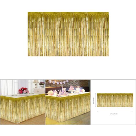 Jupes de Table avec Franges Décoratives pour Mariage Anniversaire Événement (Doré) (1/5)