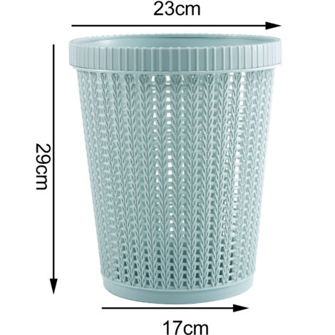 Poubelle Rond Imitation Rotin Plastique Bleu - Corbeille à Déchets sans Couvercle pour la Maison (1/5)